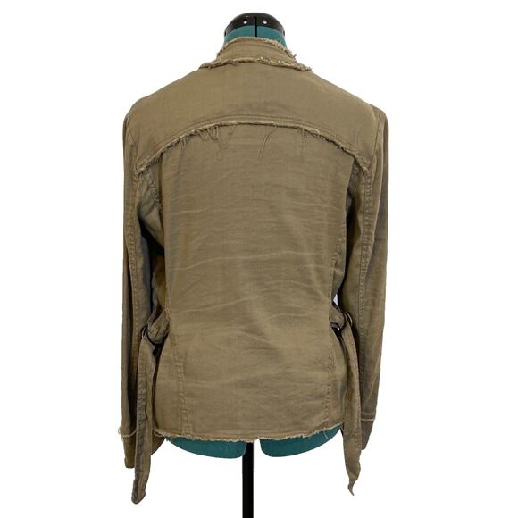Free People Womens Jacket Sz Medium Raw Femme Brown Linen Blend Boho Open Front - Picture 3 of 9